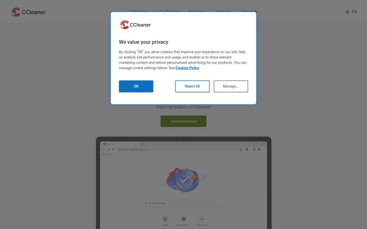 Screenshot του ccleanerbrowser.com