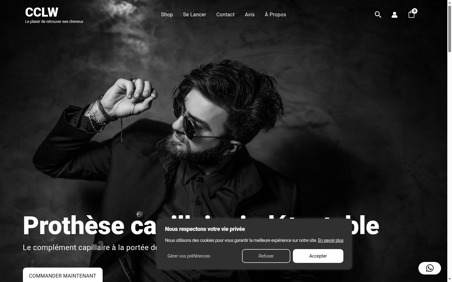 Capture d'écran de la bannière de consentement affichée avant toute interaction