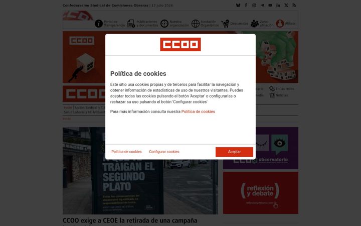 Captura de pantalla de ccoo.es