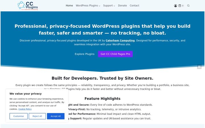 Screenshot of ccplugins.co.uk