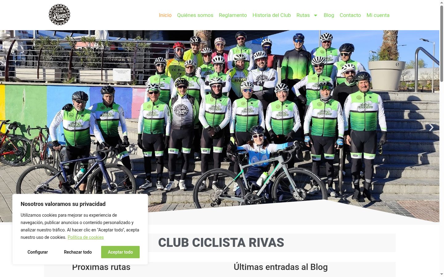Captura de pantalla del banner de consentimiento mostrado antes de cualquier interacción