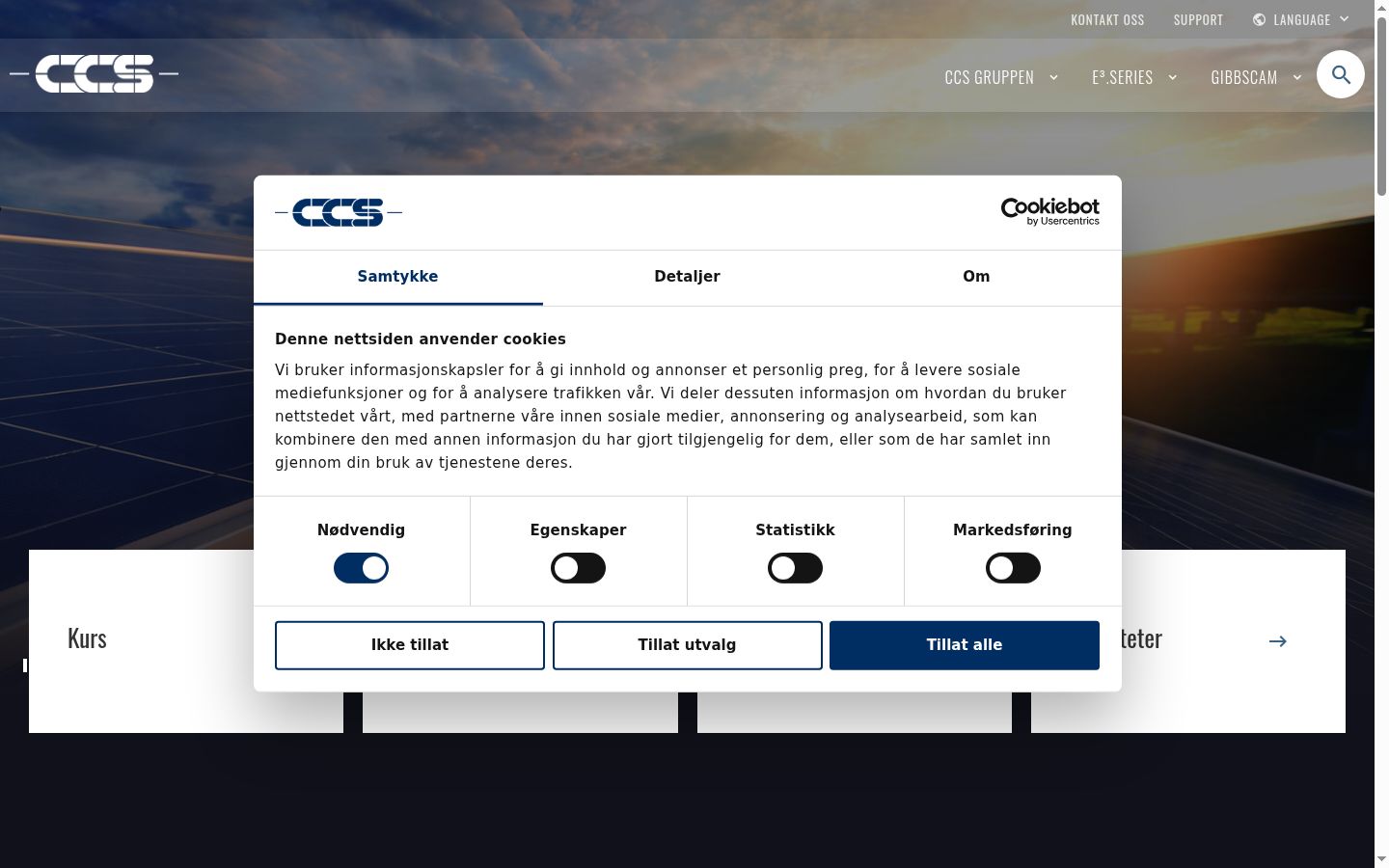 Screenshot del banner di consenso mostrato prima di qualsiasi interazione