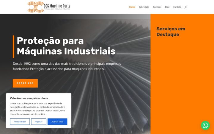 Skjámynd af ccsmachineparts.com.br
