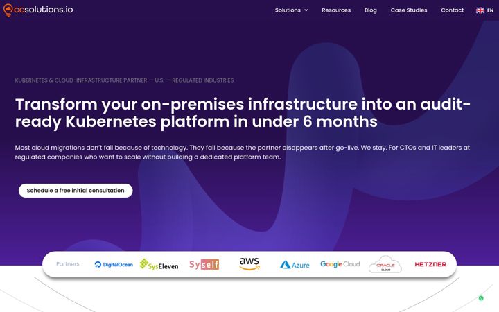 Snímek obrazovky ccsolutions.io