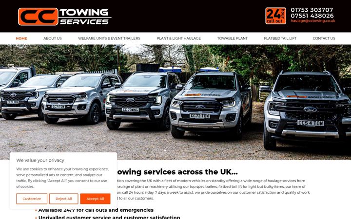 Screenshot of cctowing.co.uk