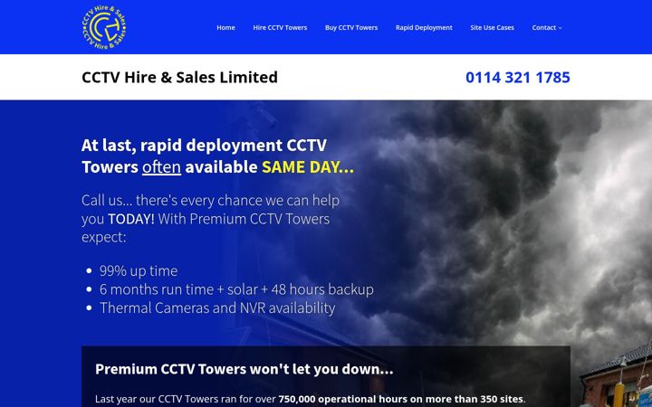 Screenshot of cctv-hire.co.uk