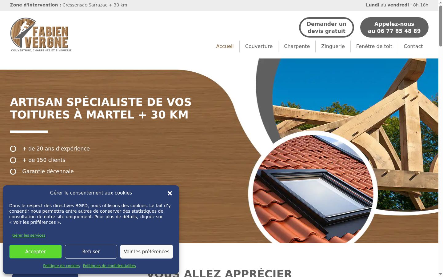 Screenshot del banner di consenso mostrato prima di qualsiasi interazione