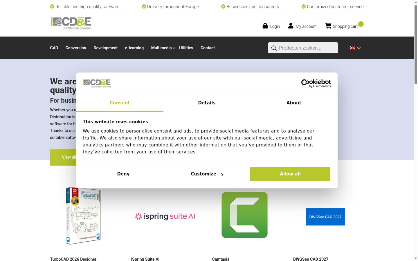Screenshot of the consent banner shown before any interaction