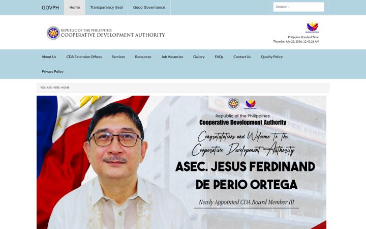 Screenshot of cda.gov.ph