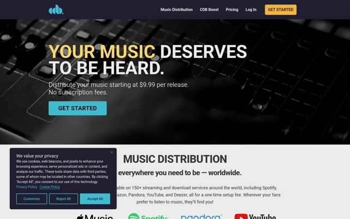 Skjámynd af cdbaby.com
