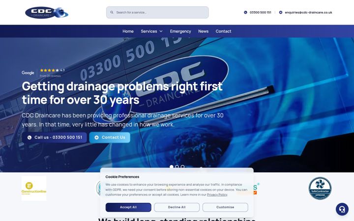 Screenshot ta' cdc-draincare.co.uk