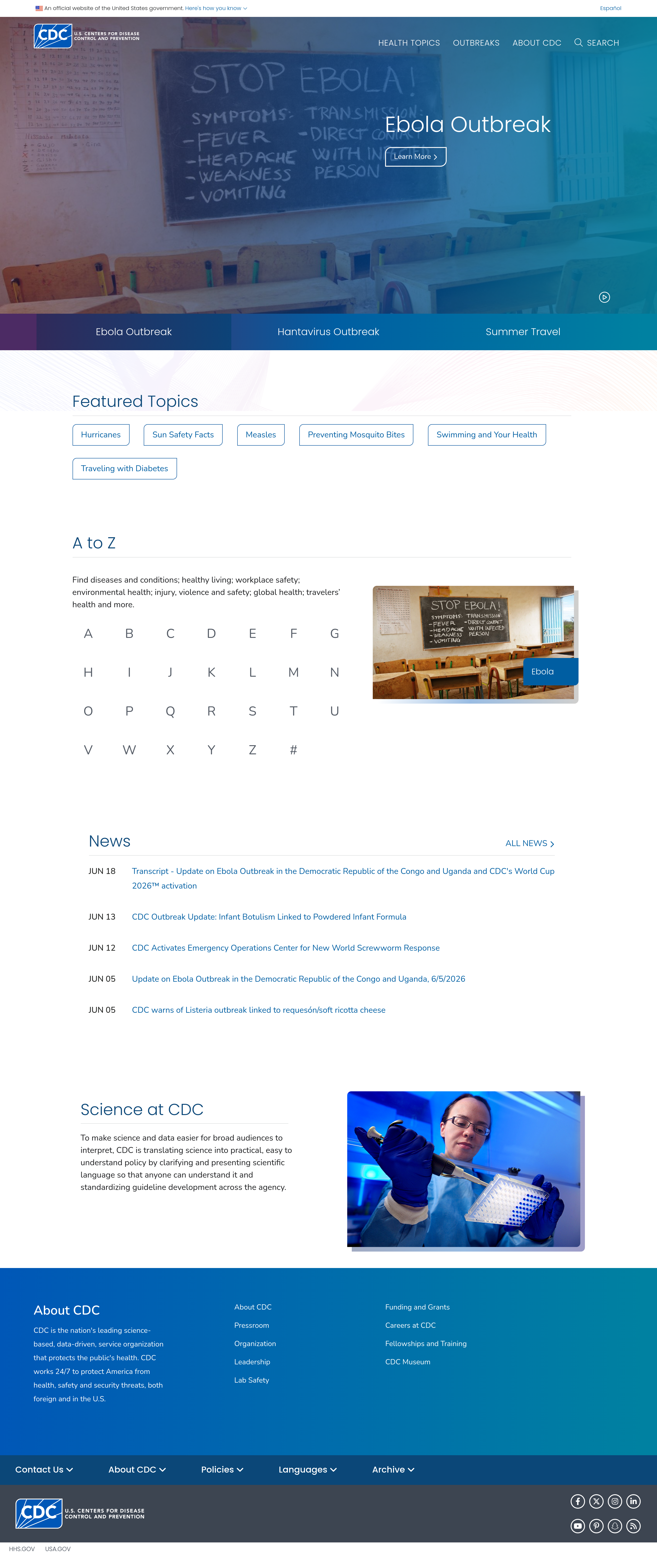 Screenshot of cdc.gov