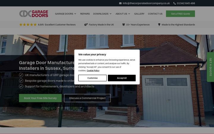 Screenshot of cdcgaragedoors.co.uk