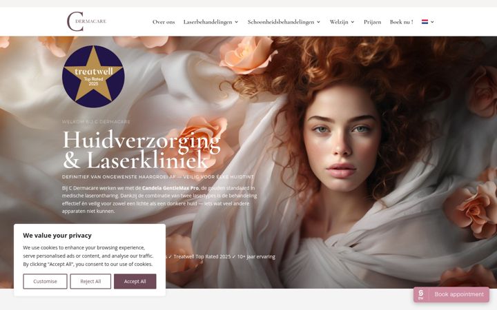 Kuvakaappaus sivustosta cdermacare.nl