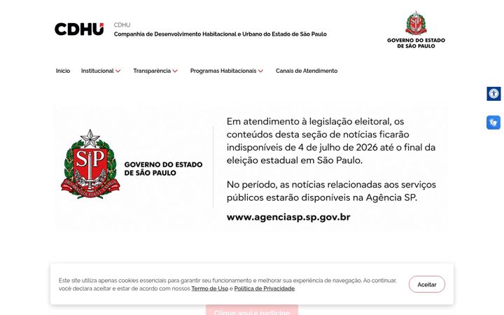 Snímek obrazovky cdhu.sp.gov.br