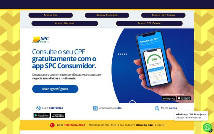 Skärmbild av cdlbomjesusgo.com.br