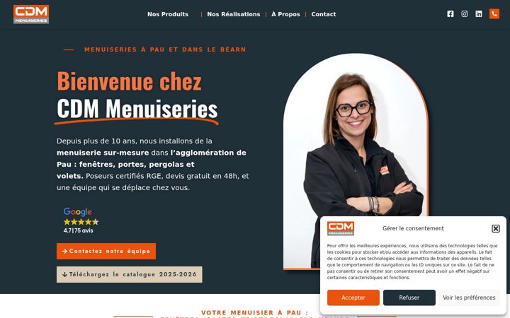 Screenshot of cdm-menuiseries.fr