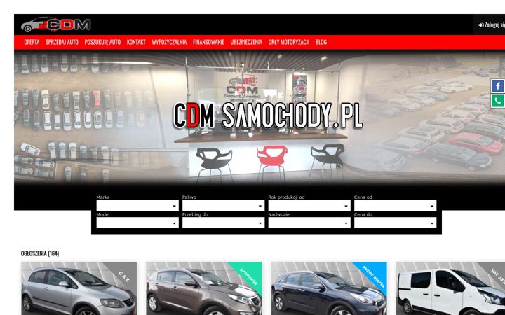 Screenshot stránky cdmsamochody.pl