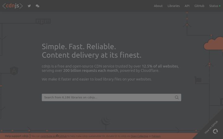 Screenshot ta' cdnjs.com