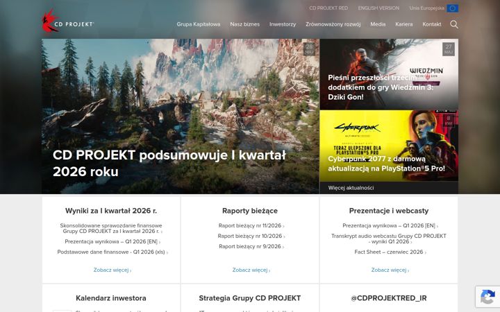 Screenshot of cdprojekt.com