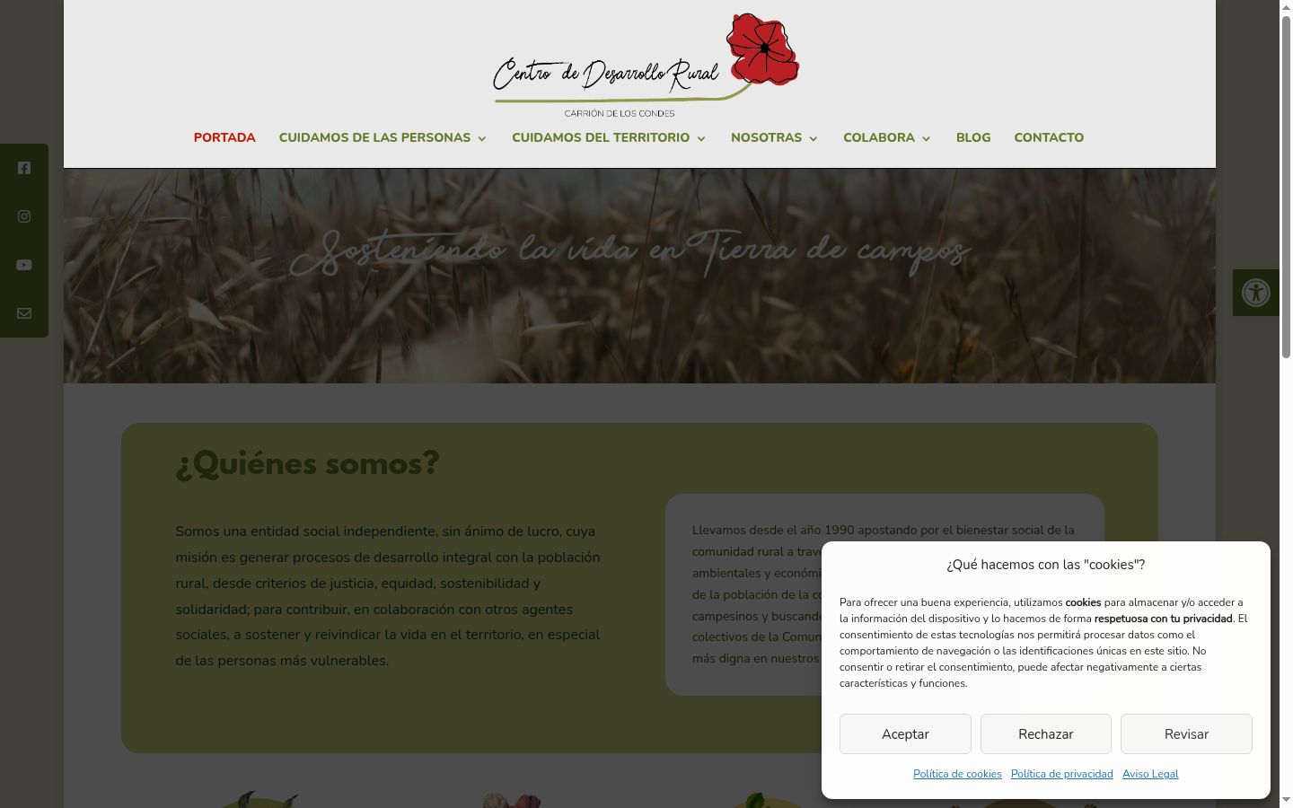 Captura de ecrã do banner de consentimento apresentado antes de qualquer interação