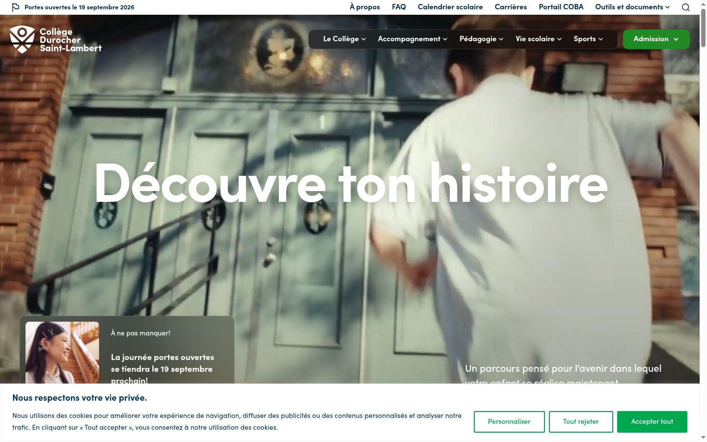 Capture d'écran de la bannière de consentement affichée avant toute interaction
