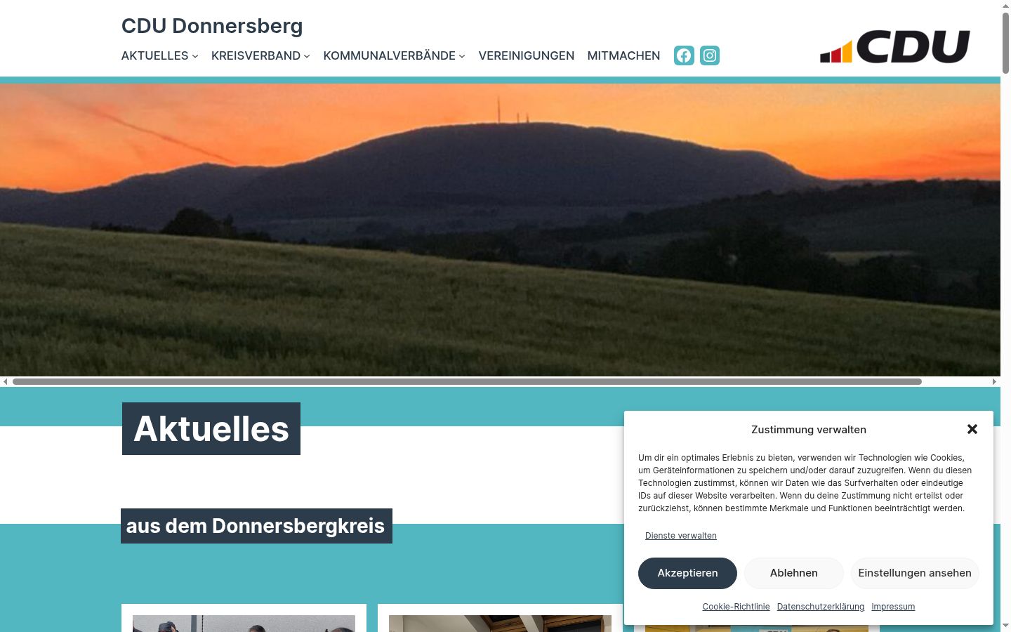 Screenshot del banner di consenso mostrato prima di qualsiasi interazione