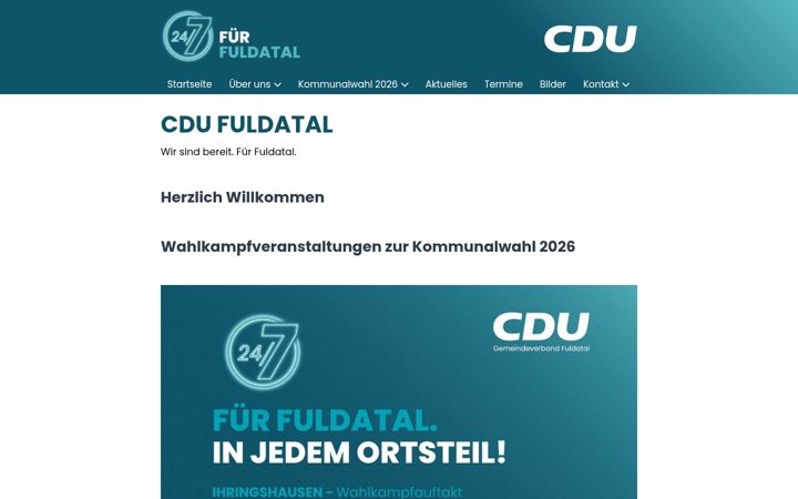 Snímek obrazovky cdu-fuldatal.de