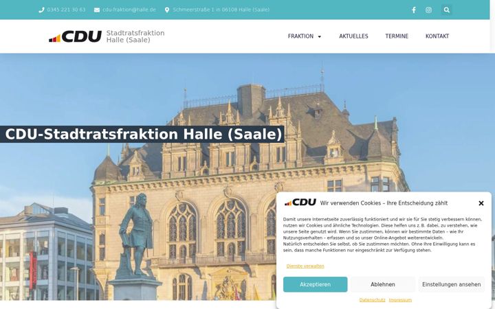 Snímek obrazovky cdu-halle-fraktion.de
