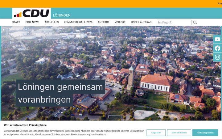 Screenshot stránky cdu-loeningen.de
