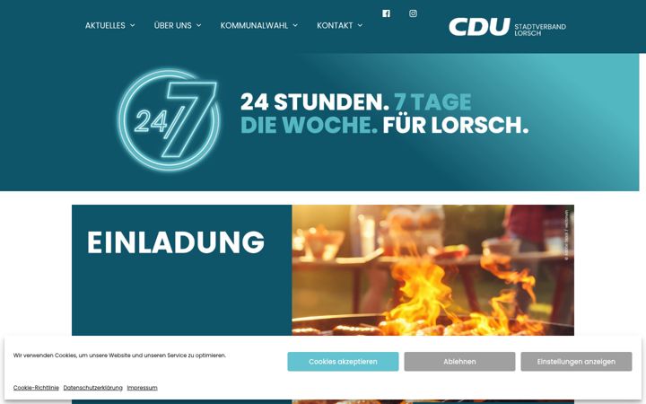 Screenshot stránky cdu-lorsch.de