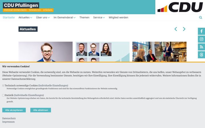 Skjermbilde av cdu-pfullingen.de