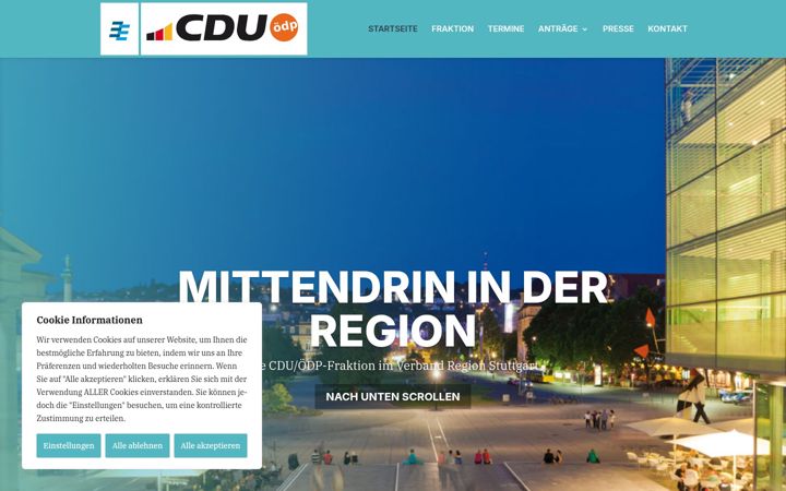 Skjermbilde av cdu-region-stuttgart.de