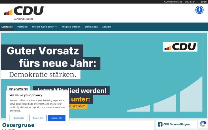 Skjermbilde av cdu-saarwellingen.de