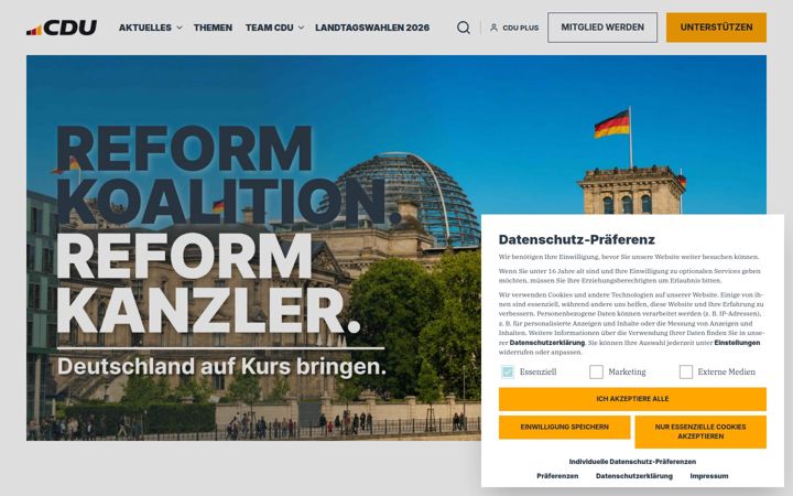 Screenshot of cdu.de