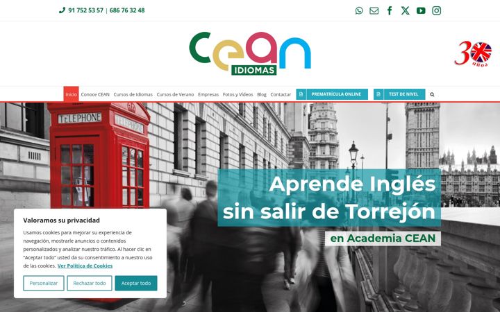 Screenshot of cean-idiomas.es