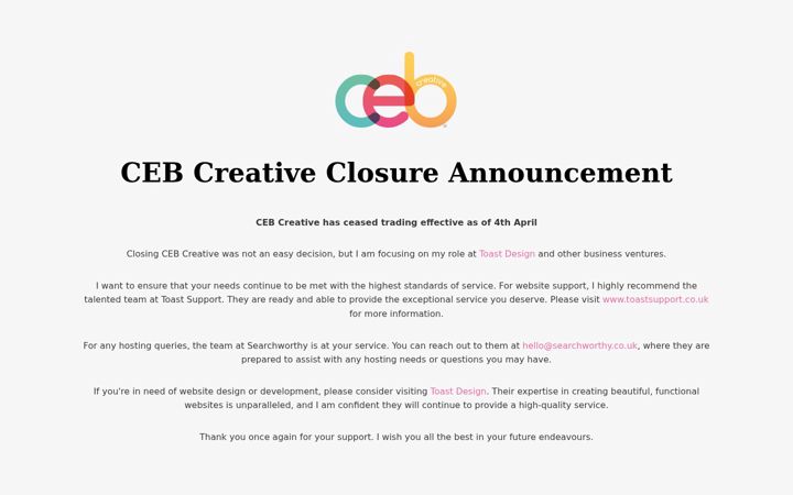 Screenshot of cebcreative.co.uk