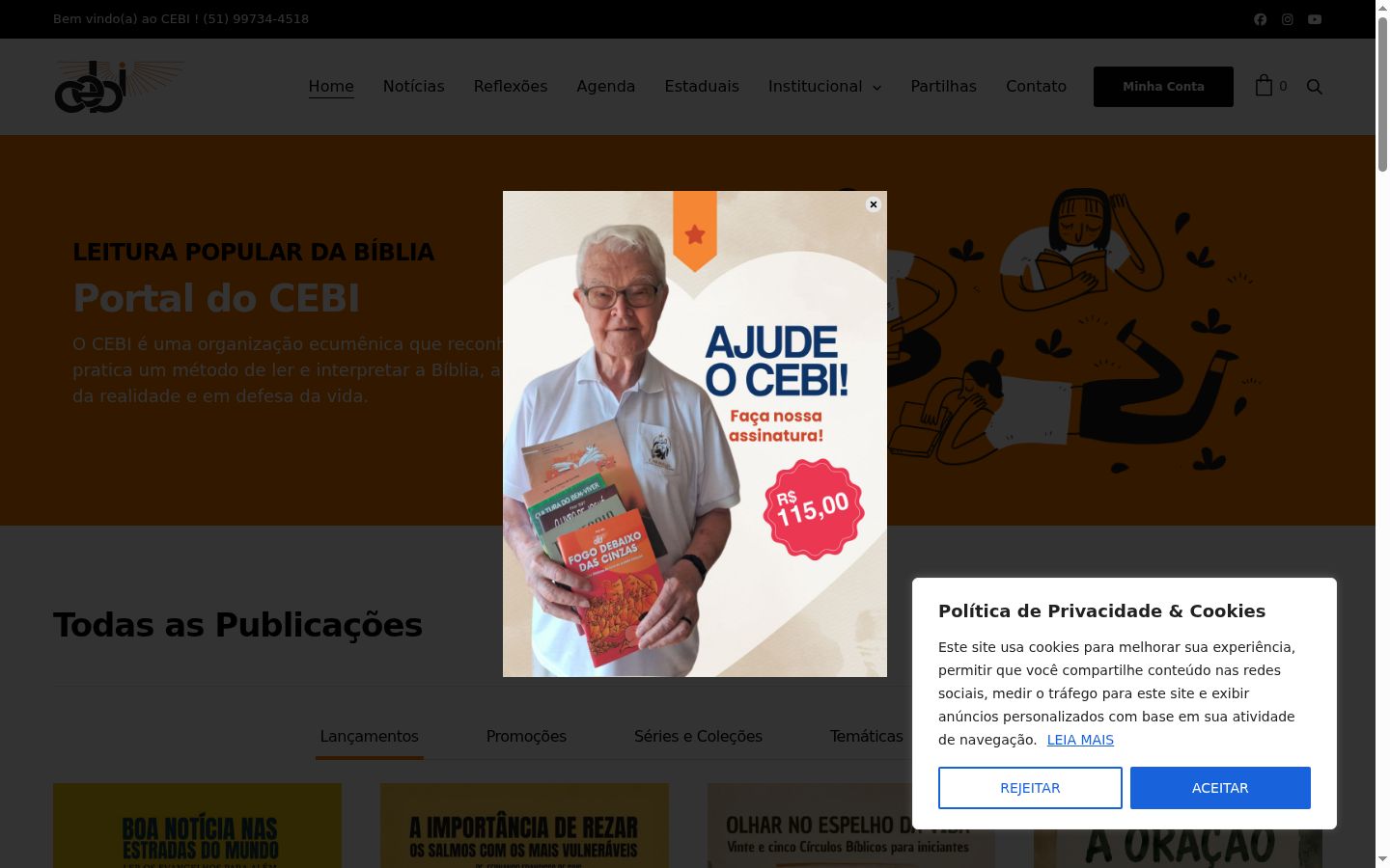 Screenshot del banner di consenso mostrato prima di qualsiasi interazione