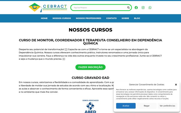 Screenshot of cebract.com.br