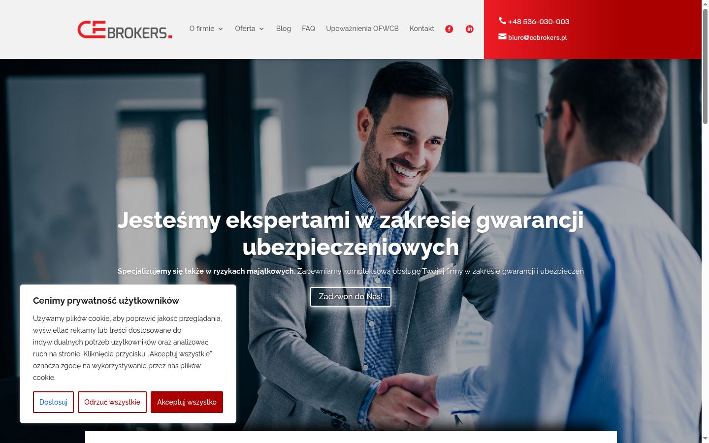 Zrzut ekranu banera zgody wyświetlanego przed jakąkolwiek interakcją