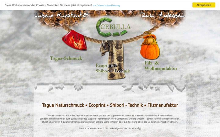 Screenshot of cebulla-naturschmuck.de