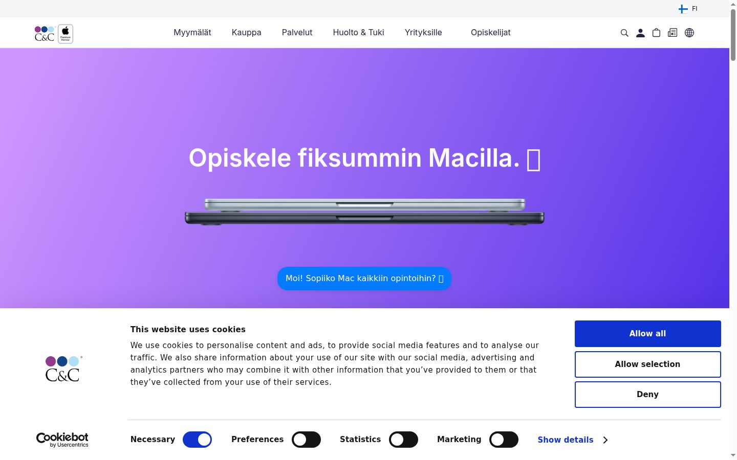 Screenshot tal-banner tal-kunsens muri qabel kwalunkwe interazzjoni