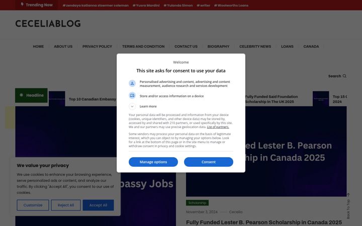 Screenshot of ceceliablog.com