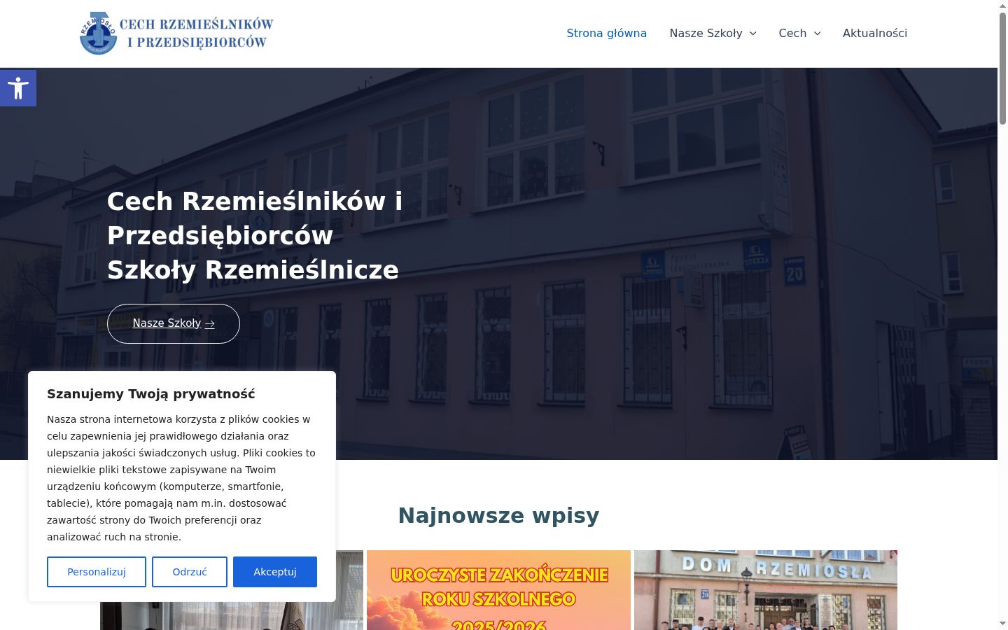 Zrzut ekranu banera zgody wyświetlanego przed jakąkolwiek interakcją