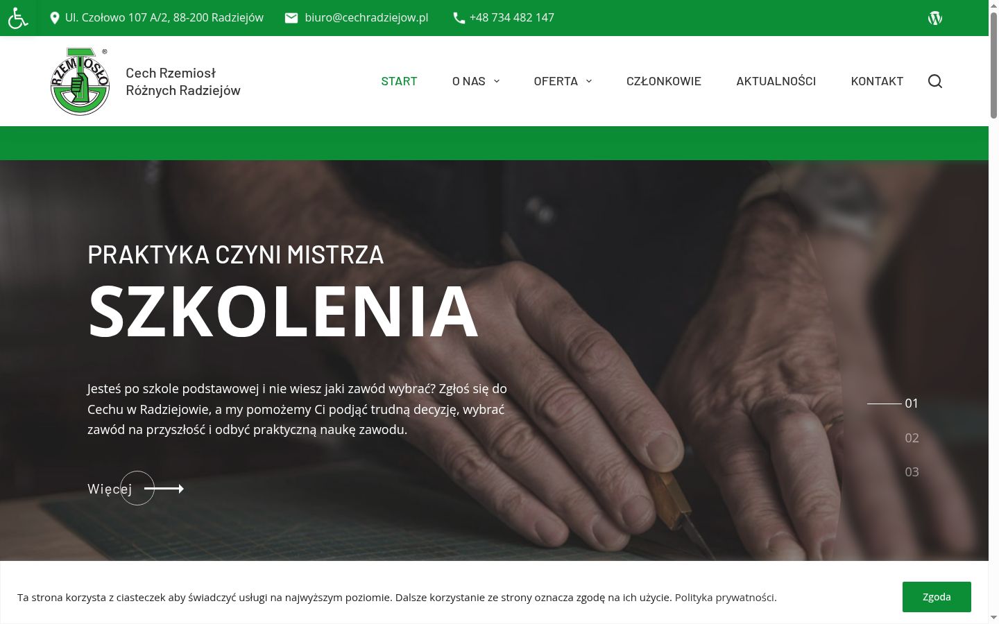 Zrzut ekranu banera zgody wyświetlanego przed jakąkolwiek interakcją