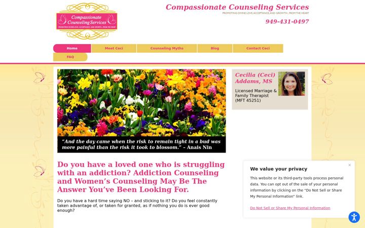 Screenshot of ceciaddams.com
