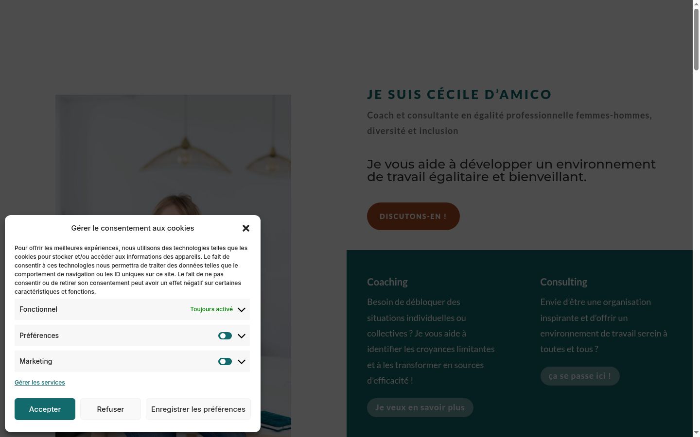 Screenshot of the consent banner shown before any interaction