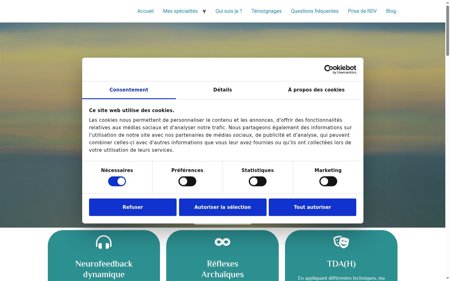 Screenshot of the consent banner shown before any interaction
