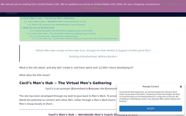 Screenshot of cecilsmenshub.com