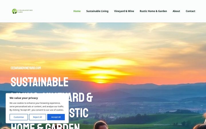 Screenshot of cedarandvineyard.com